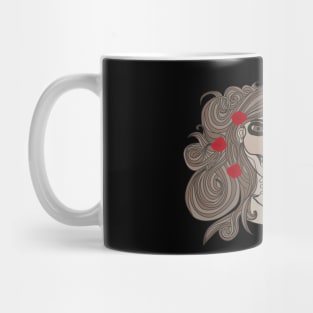 Hand Drawn La Catrina With Cross, Dagger And Roses (Light) Mug